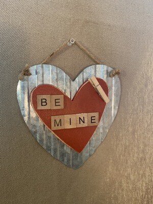 Be Mine Scrabble Lg. Metal Heart Wall Plaque 6.5&quot;L x 6.5&quot;H