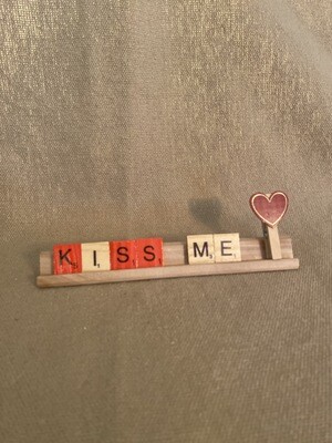 Kiss Me Lg. Decorative Scrabble Tray 7"L x 1"H