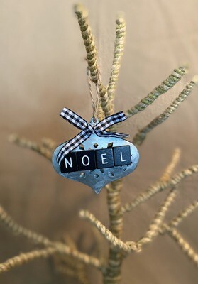 Noel Scrabble Oblong Metal Ornament 3.75&quot;L x 3.5&quot;H