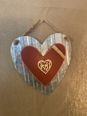 Wood &amp; Metal Heart Lg. Wall Plaque 6.5&quot;L x 6.5&quot;H