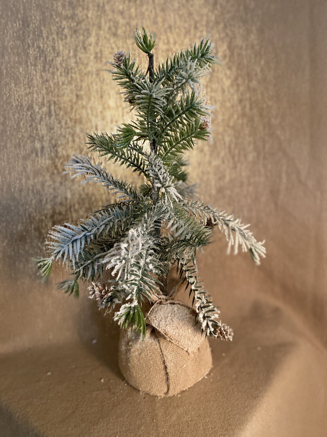 Artificial Pine Tree w/Snow Detail & Burlap Pot - Sm Artificial Pine Tree w/Snow Detail & Burlap Pot - Sm