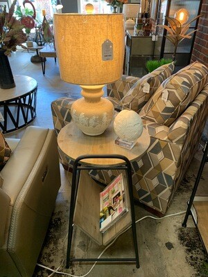 Wood And Rustic Metal Side Table With Magazine Rack