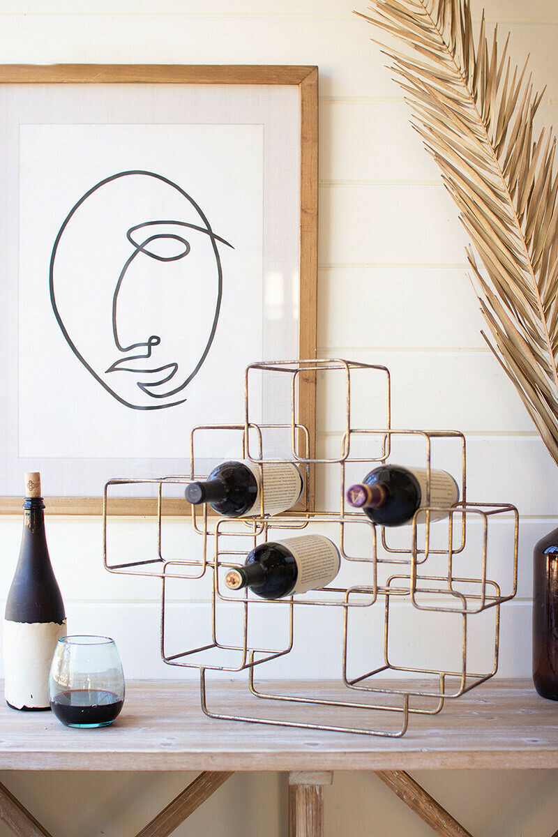 Antique Brass Cubes Wine Rack