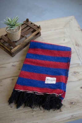 Cotton Throw-Red &amp; Blue