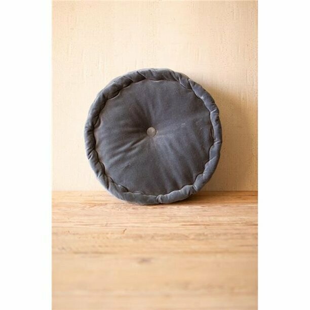 Round Velvet Cushion - Steel Blue 16.5" Round Velvet Cushion - Steel Blue 16.5"