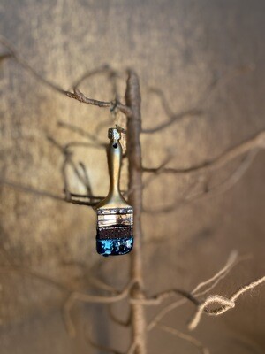 Blue Glass Paintbrush Ornament