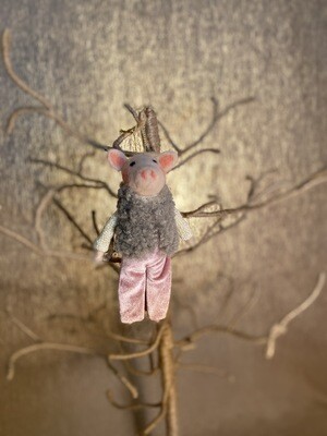 Felt Fancy Pants Pig Ornament