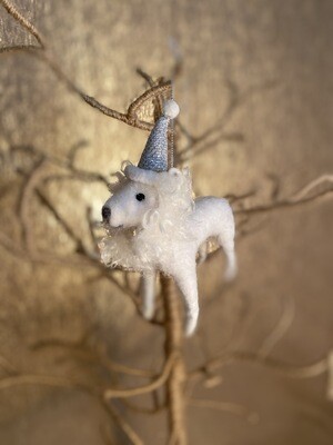 White Poodle with Party Hat