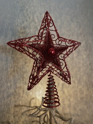 Red Glitter Wire Bristle Tree Topper