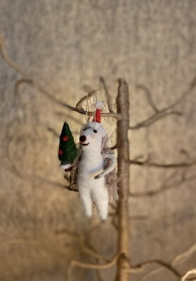 Hedgehog with Christmas Tree Felt Ornament Hedgehog with Christmas Tree Felt Ornament