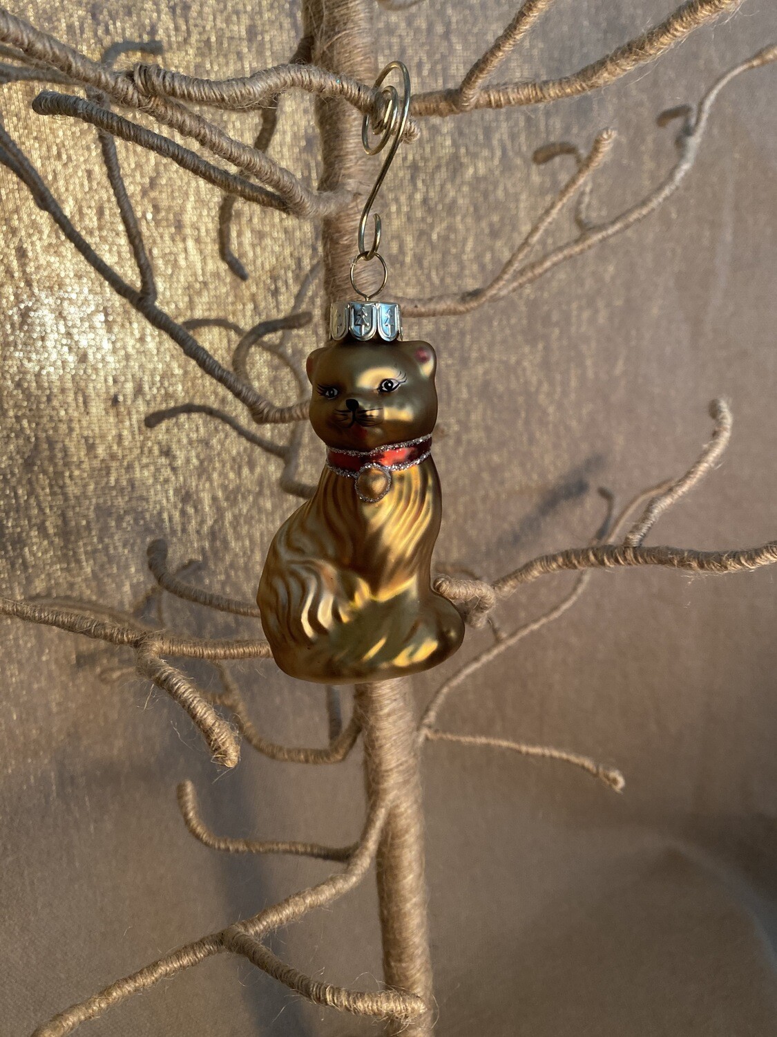 Gold Glass Cat Ornament