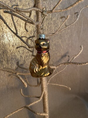 Gold Glass Cat Ornament