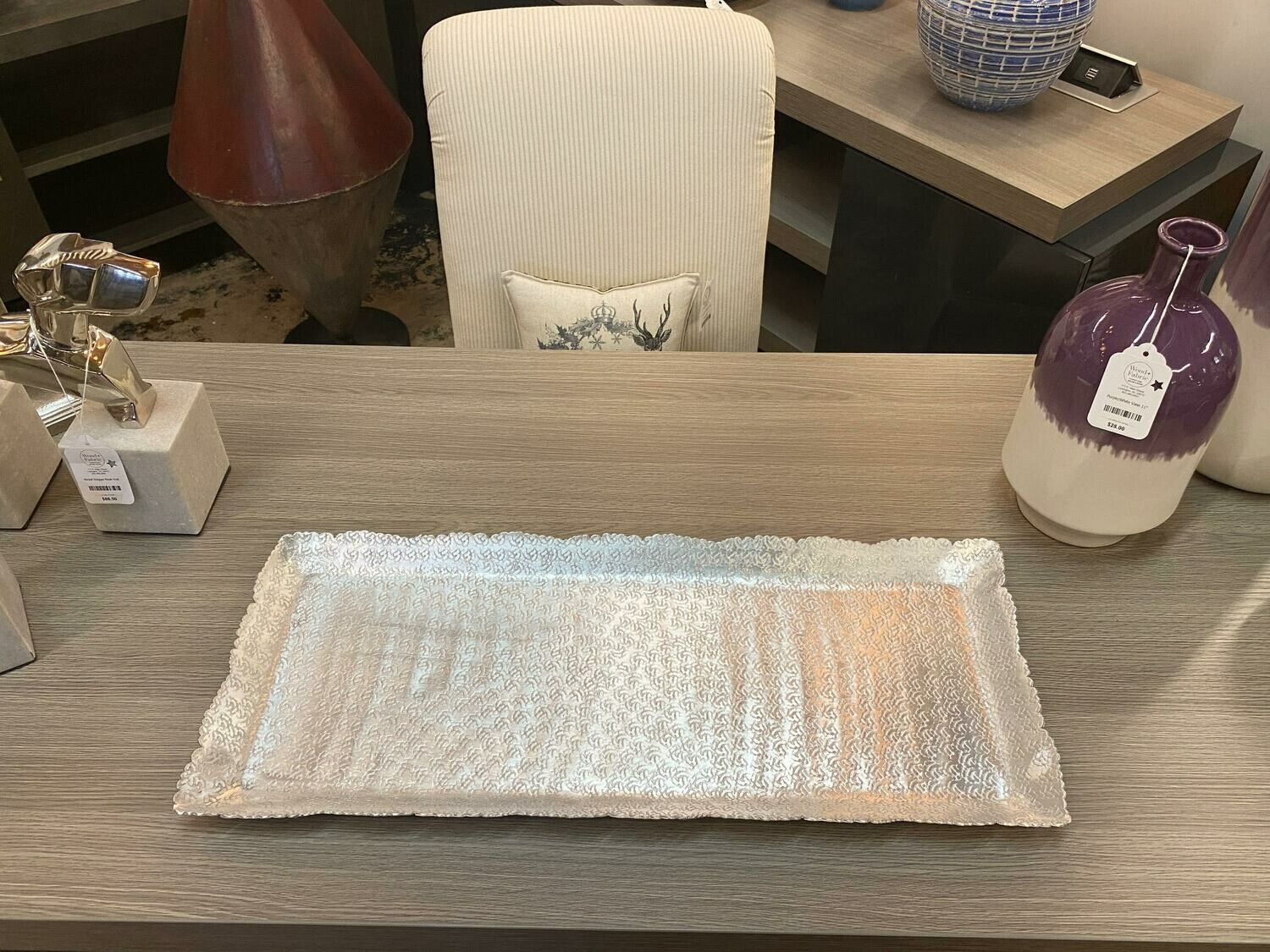 Aluminum Hammered Cutting Tray - Silver