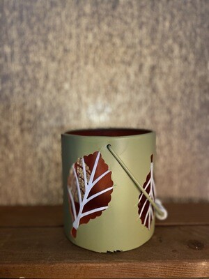 Metal Leaf Cutout Pail - Green Metal Leaf Cutout Pail - Green