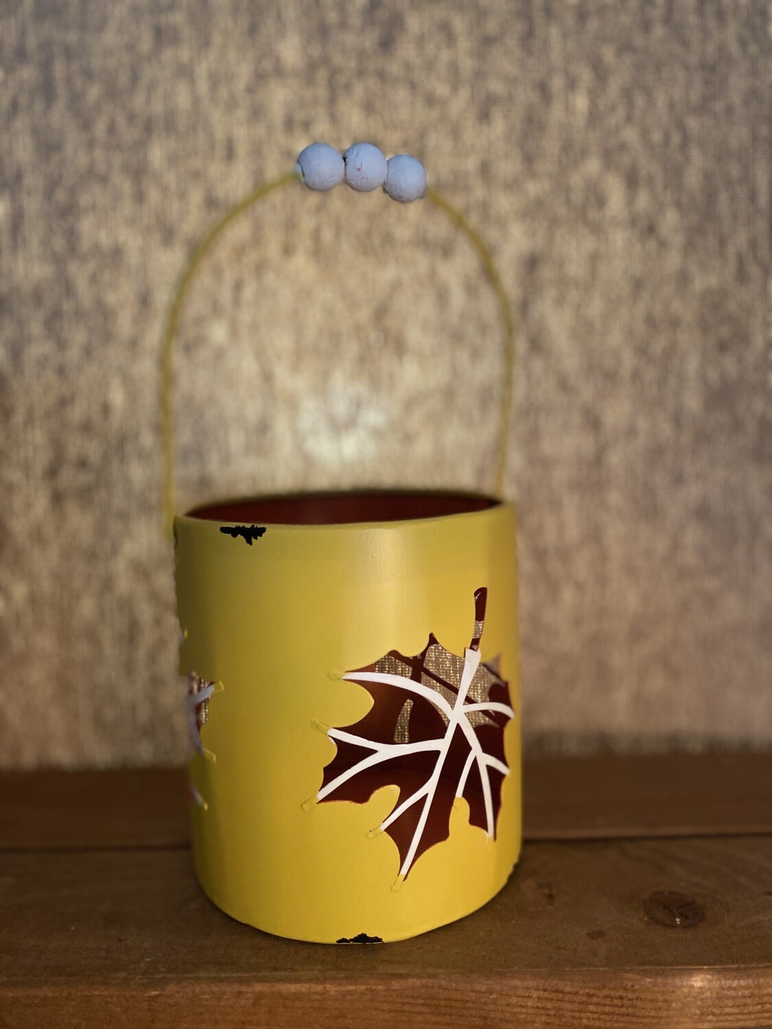 Metal Leaf Cutout Pail - Yellow Metal Leaf Cutout Pail - Yellow