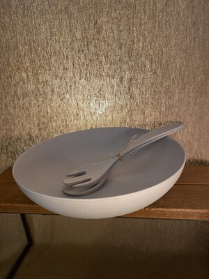 Botanica Bamboo Serving Bowl w/Salad Servers - Light Gray