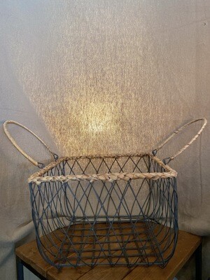Square Wire Basket w/Woven Handle - Lg