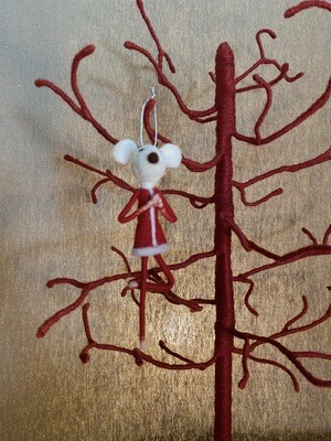 Felt Red Felt Yoga Mouse I Ornament