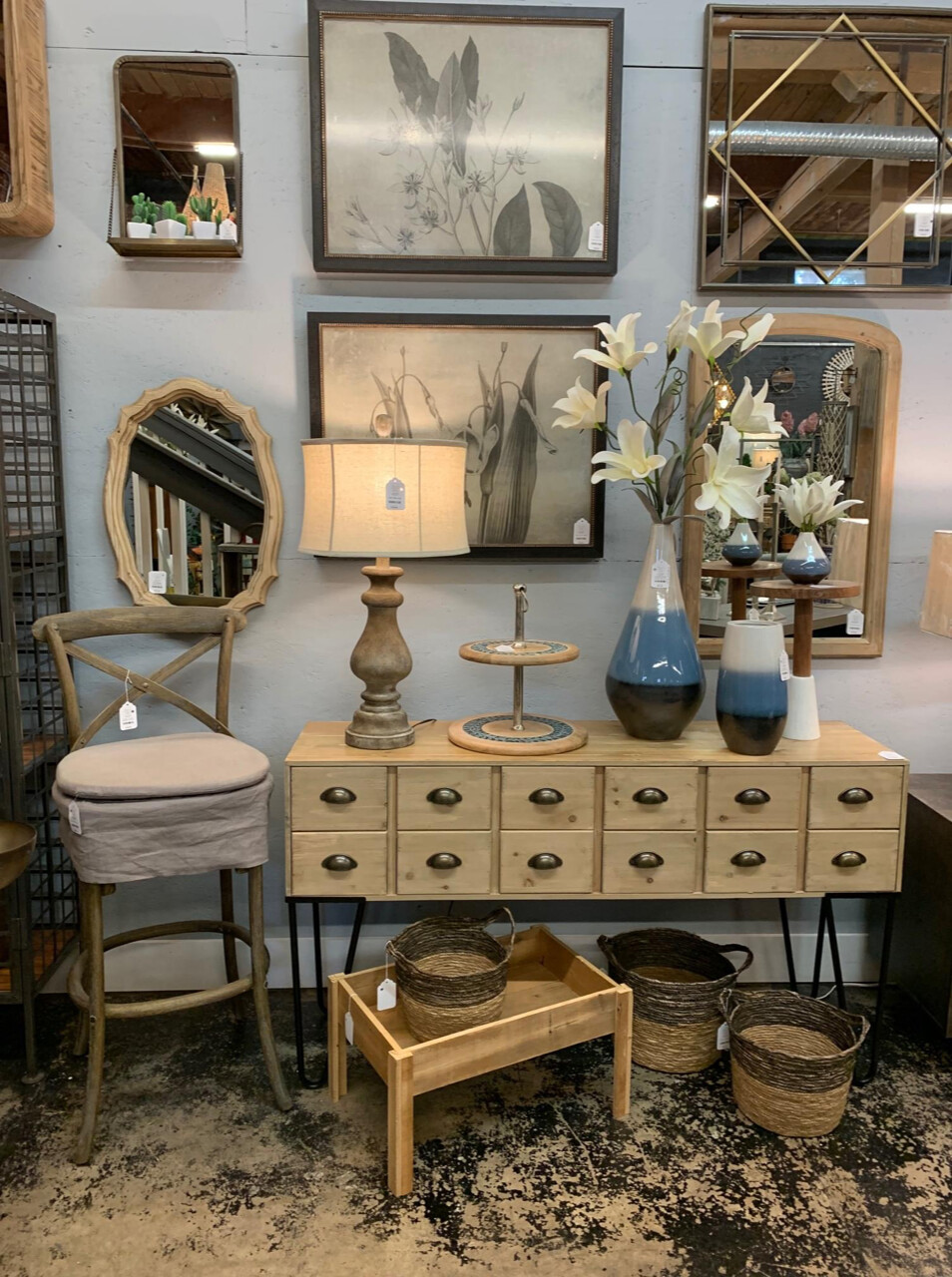 Chest of Twelve Wooden Drawers With Metal Legs