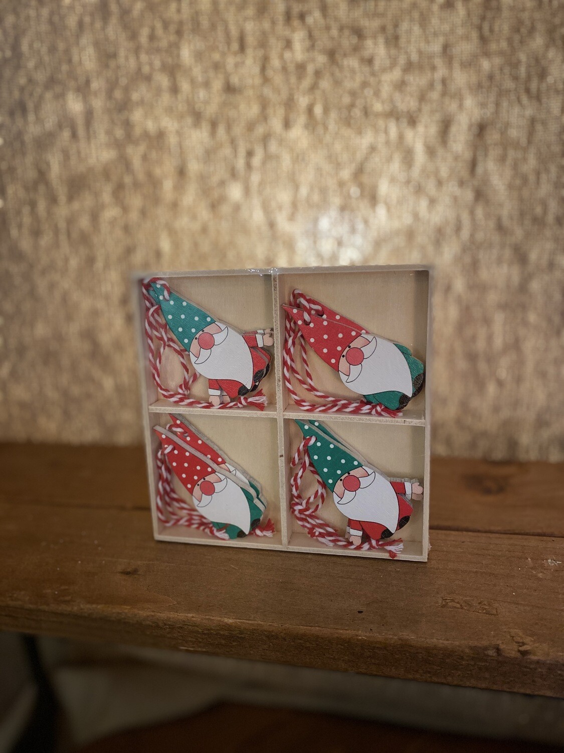 S/8 Wood Gnome Ornaments