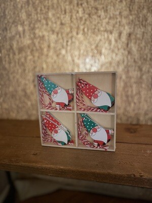 S/8 Wood Gnome Ornaments