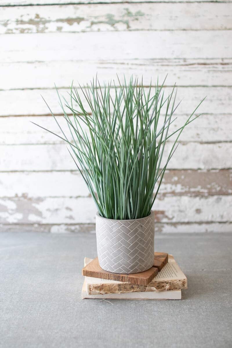 Artificial Grass In A Herringbone Pot