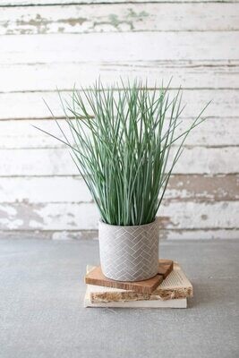 Artificial Grass In A Herringbone Pot