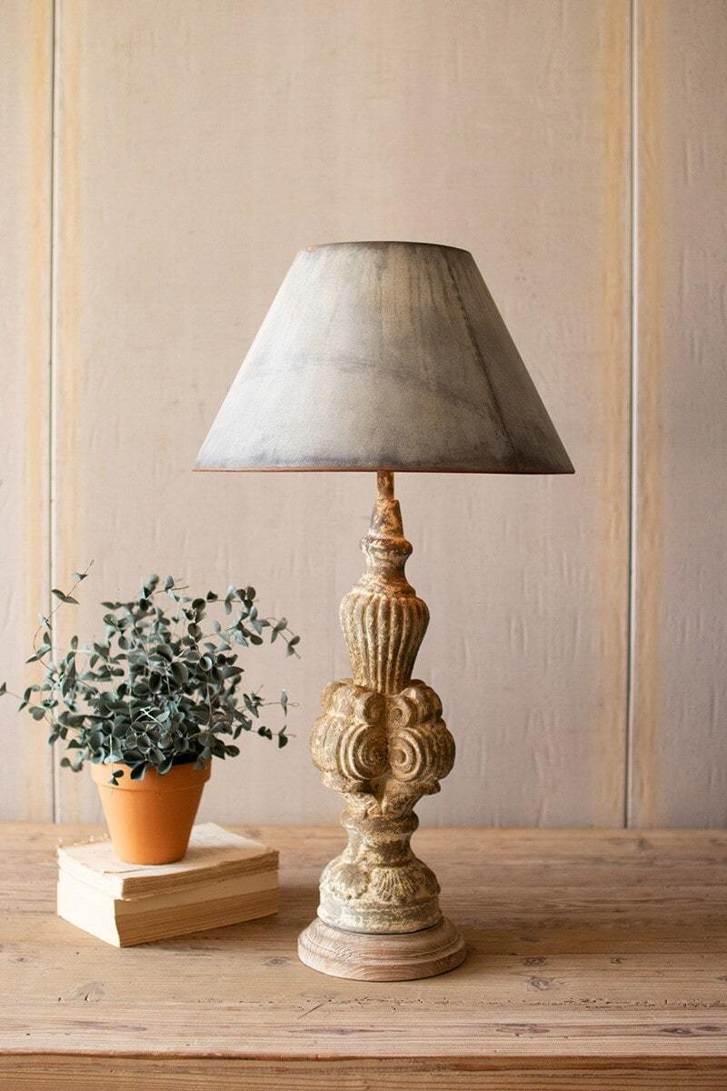 Table Lamp w/Sculpted Base &amp; Galvanized Shade