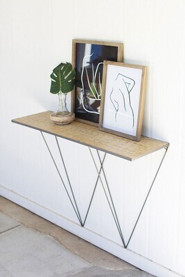 Iron Wall Console w/Woven Bamboo Top