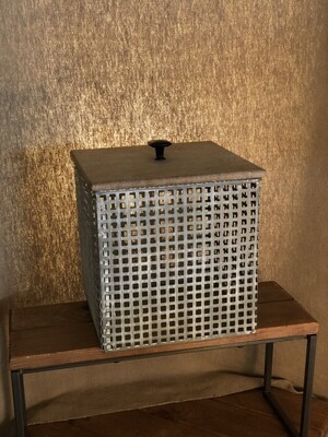 Perforated Metal Canister w/Wooden Lid - Lg