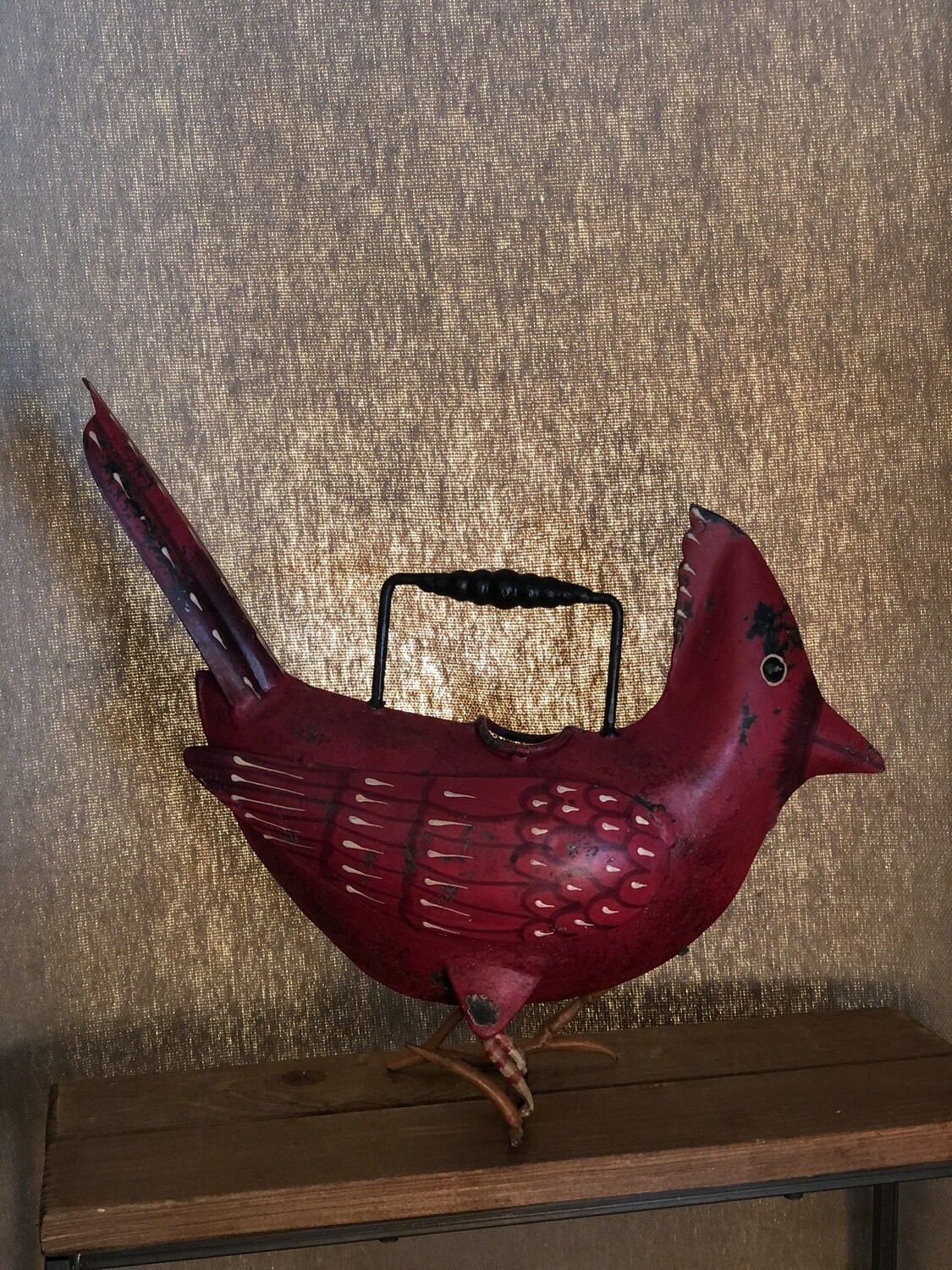 Painted Iron Cardinal Watering Can Painted Iron Cardinal Watering Can