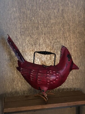 Painted Iron Cardinal Watering Can
