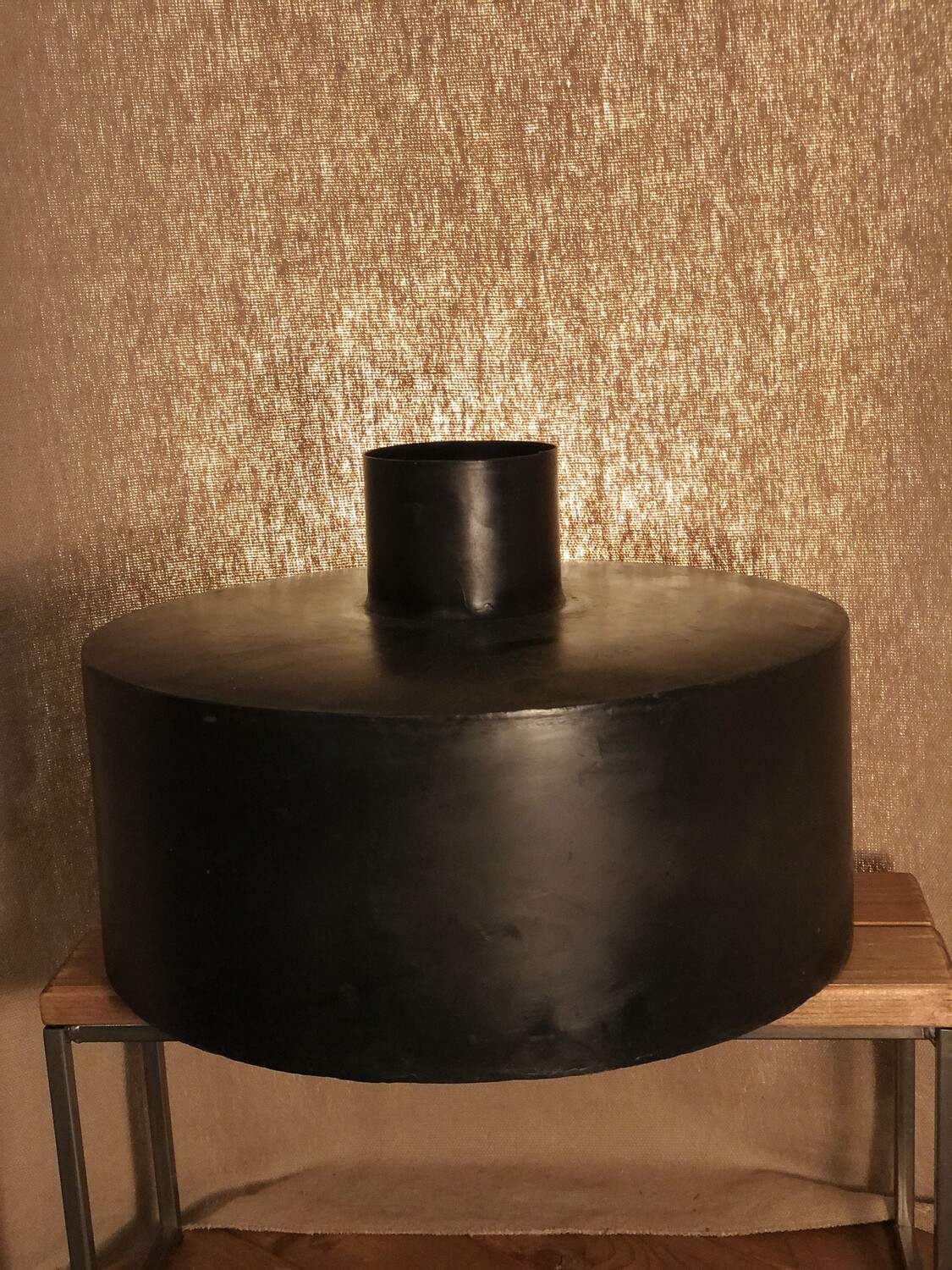 Waxed Black Metal Vase - Lg Waxed Black Metal Vase - Lg