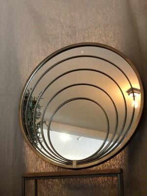 Antique Brass Mirror w/Multiple Rings