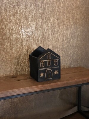 Charcoal Wooden House Container - XS