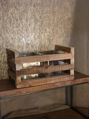 Double Glass Planter w/Recycled Wood Container