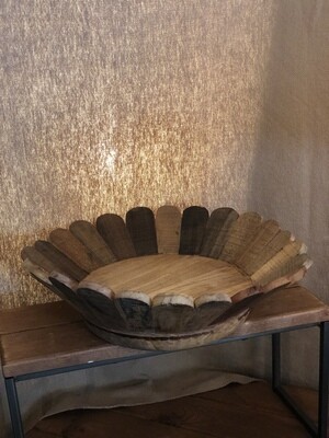 Flower Shaped Recycled Wood Bowl - Lg