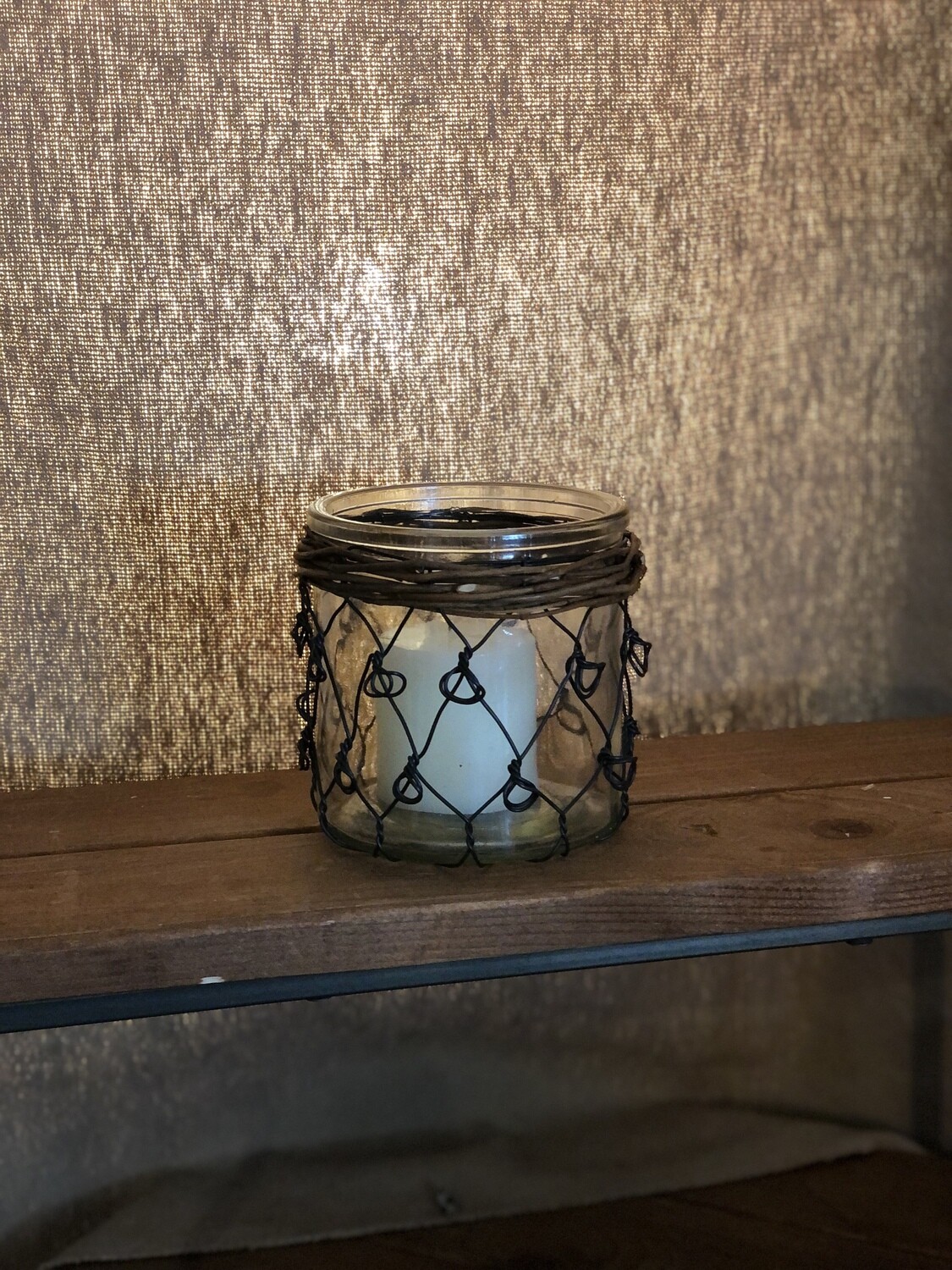 Wicker &amp; Wire Wrapped Glass Votive
