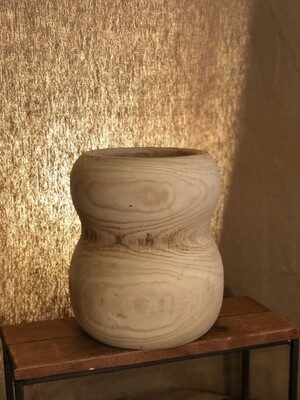 Hand Carved Wooden Hour Glass Planter