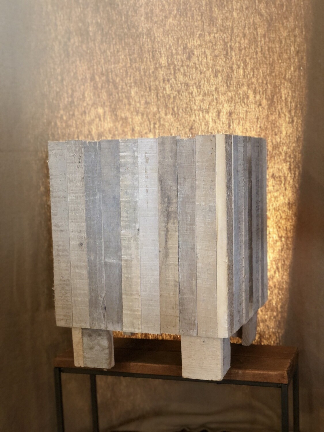 White Washed Recycled Wood Square Planter - Med