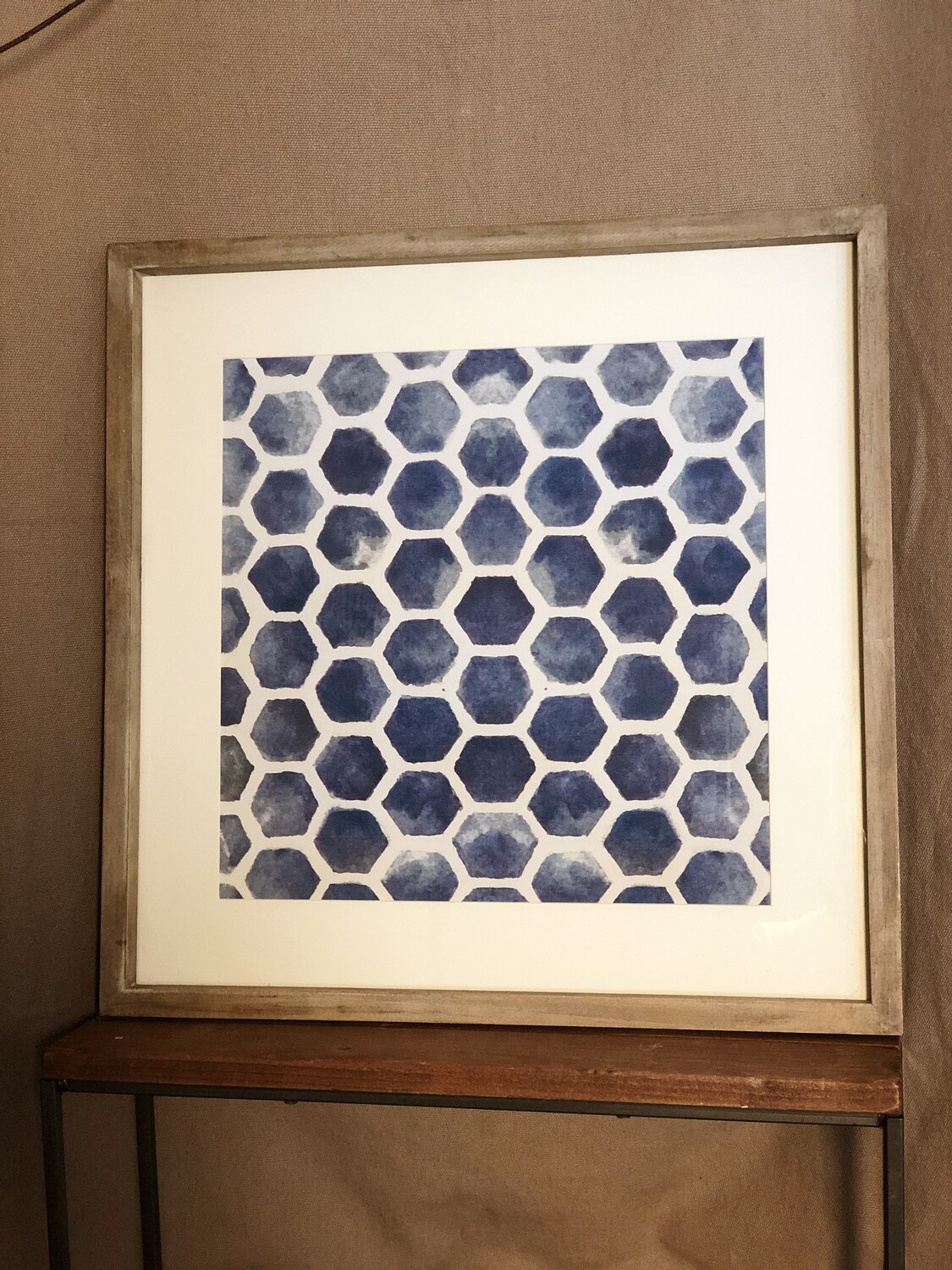 Blue Block Geometric Print Under Glass II