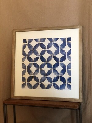 Blue Block Geometric Print Under Glass I