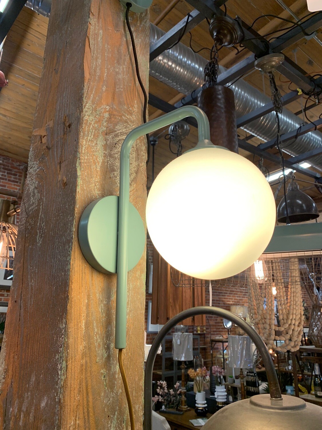 Industrial Blue Wall Sconce Lamp w/Frosted Industrial Blue Wall Sconce Lamp w/Frosted
