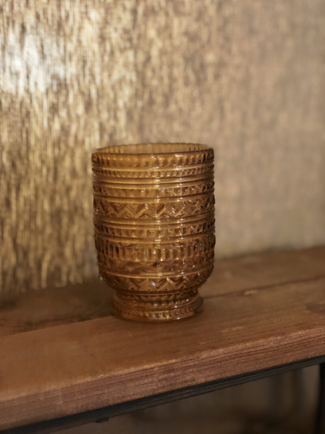 Beveled Votive Candle Holder - Amber