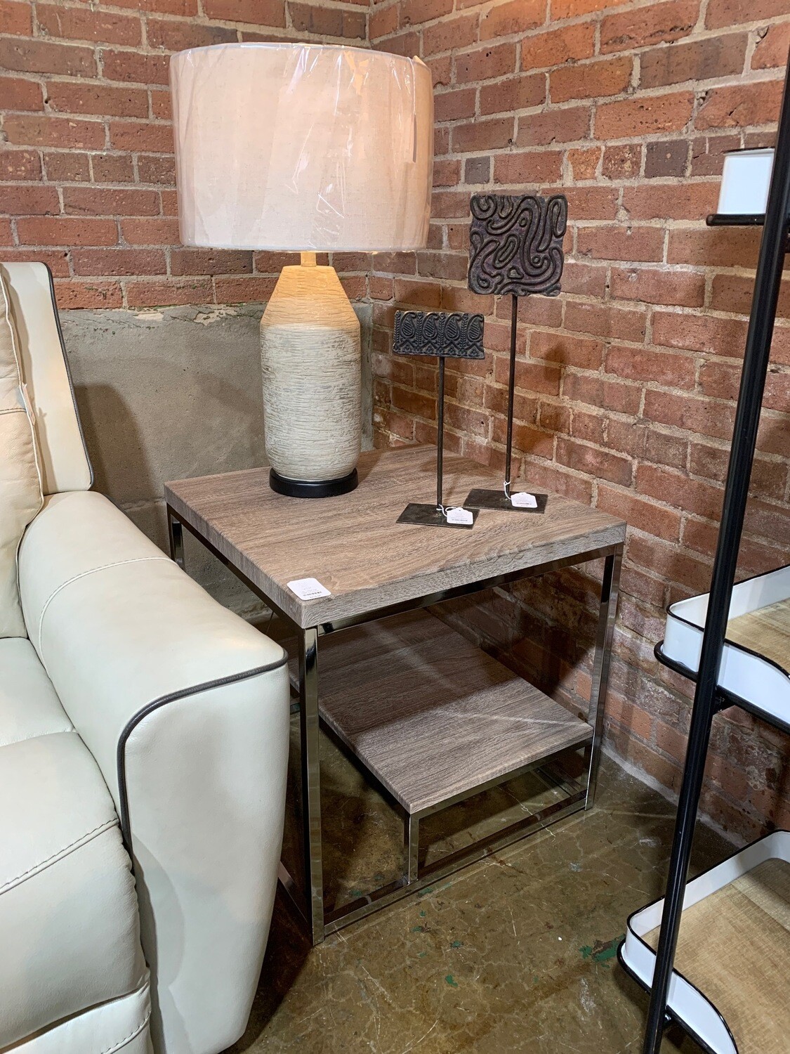 Two Tiered End Table w/Chrome