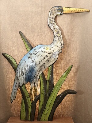 Hand-Hammered Recycled Metal Heron