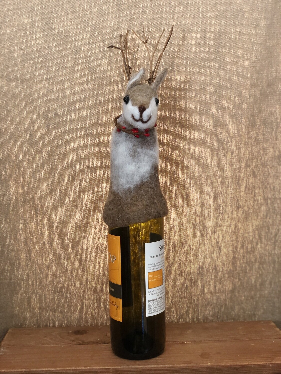 Felt Deer Christmas Wine Topper Felt Deer Christmas Wine Topper