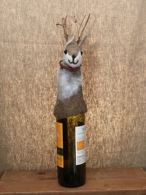 Felt Deer Christmas Wine Topper