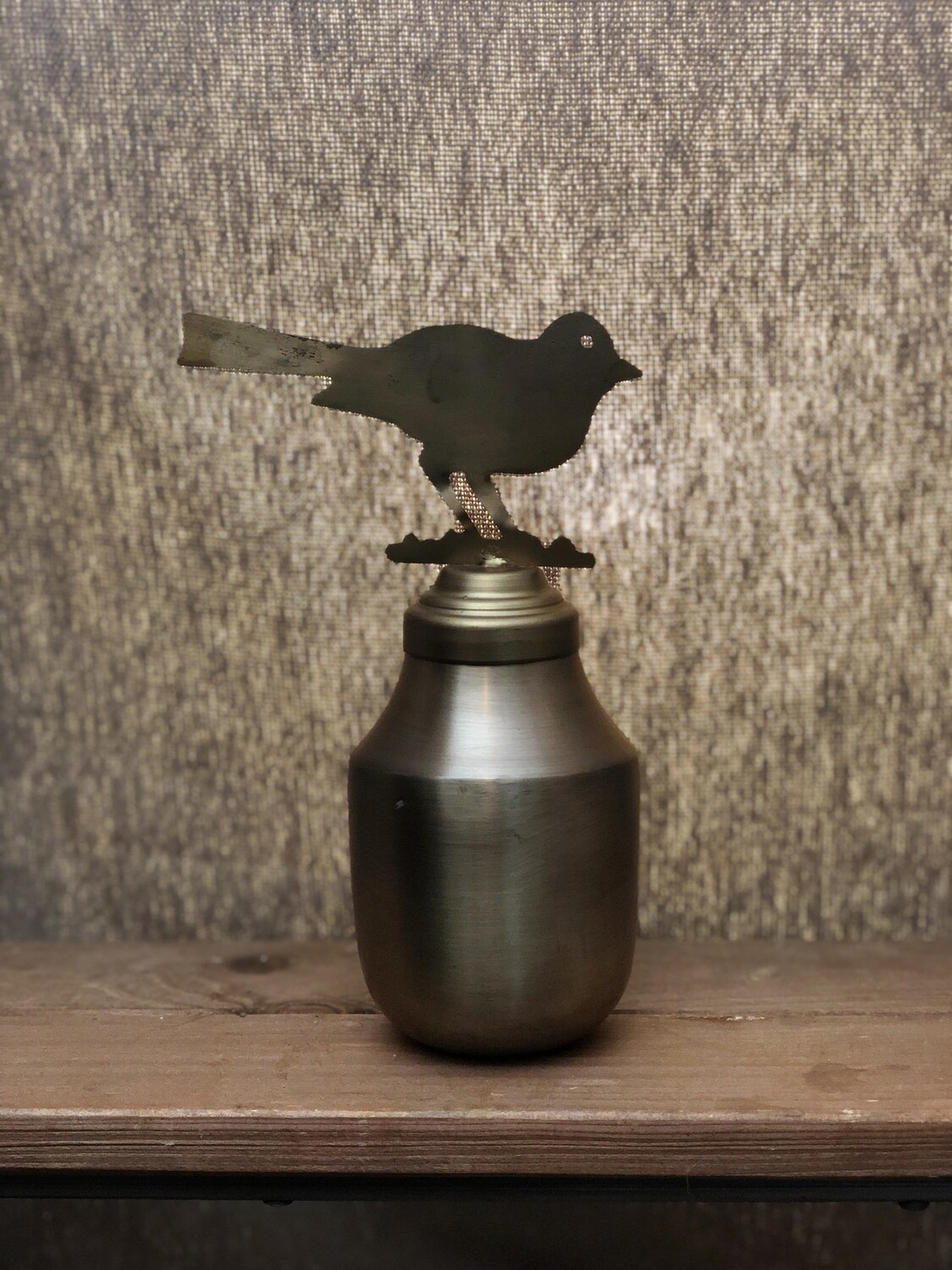 Brass Vessel w/Bird Finial - Sm
