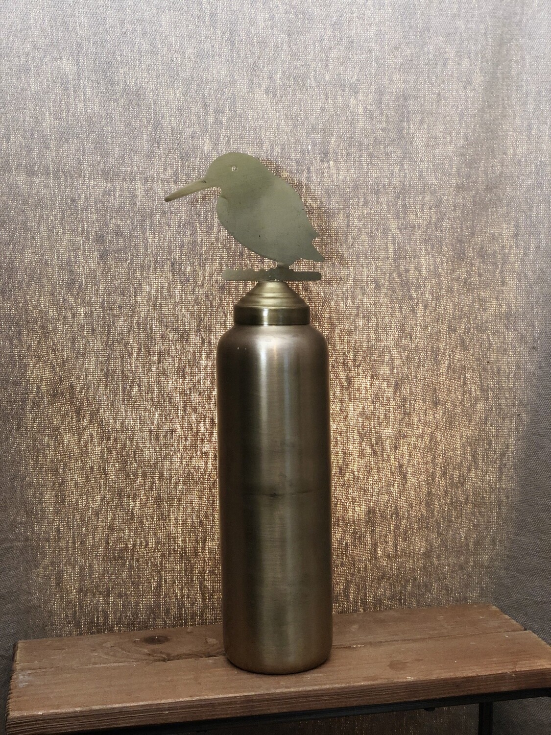 Brass Vessel w/Bird Finial - Lg